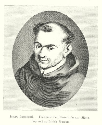 Jacopo Passavanti, faksimile 1500-luvun muotokuvasta, lainattu British Museumista (kaiverrus) tekijältä Italian School