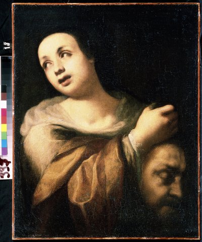 ""Judith esittelee Holofernesin päätä"" (Judith Holofernesin pään kanssa) 1600-luvun italialaisen koulukunnan maalaus Mikhail Kroshitskyn taidemuseo, Sevastopol (Sevastopol) Ukraina tekijältä Italian School