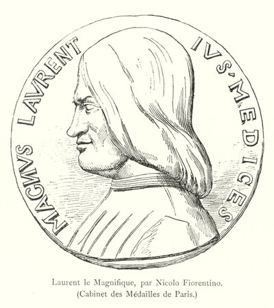 Laurent the Magnificent, kirjoittanut Nicolo Fiorentino, Cabinet des Medailles de Paris (kaiverrus) tekijältä Italian School
