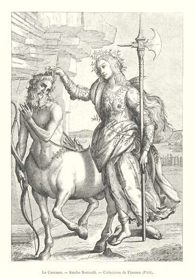 Le Centaure, Sandro Botticelli, Collections de Florence, Pitti (kaiverrus) tekijältä Italian School