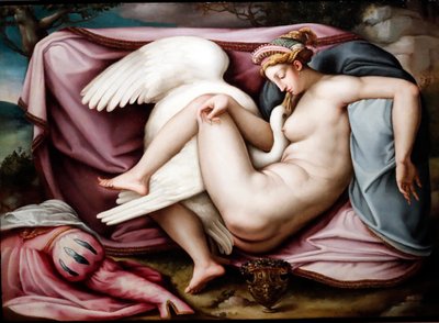 Leda ja joutsen. Roomalainen taidemaalari 1550. Genova. Italia. tekijältä Italian School