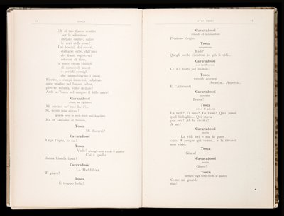 Giacomo Puccinin Toscan libretto, Ricordi Edition, Italia tekijältä Italian School