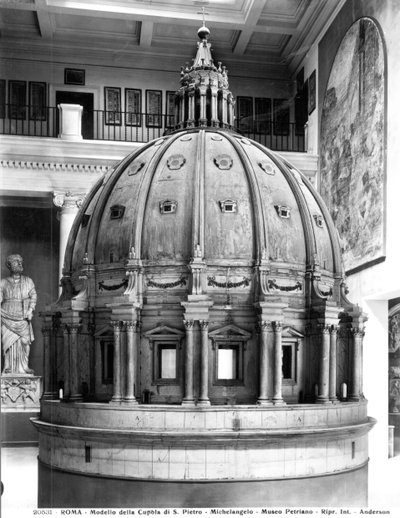 Pietarin kupolin malli, jonka suunnitteli Michelangelo (1475–1564) ja rakensi Giacomo della Porta (n. 1533–1602) vuosina 1588–1590 (puu) tekijältä Italian School