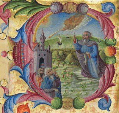 Mooses saarnaa israelilaisille, Siena, 1400-luvun 2. puolisko (muste vellum) tekijältä Italian School