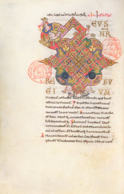 Ms 364 Letter D (Deus) Alkukirjain Monte Cassinon breviaarista tekijältä Italian School