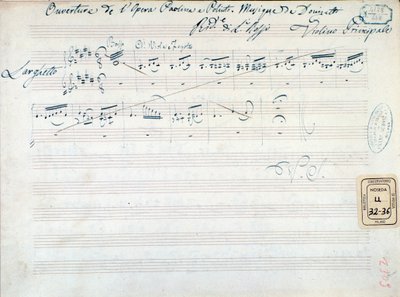 Musiikkikappale Gaetano Donizettin kappaleeseen "Paolina and Poliuto" (muste paperille) tekijältä Italian School