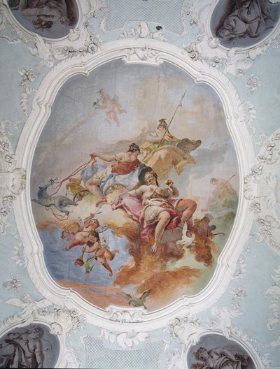 Mytologinen kohtaus Venuksen, Junon ja Minervan kanssa tekijältä Italian School