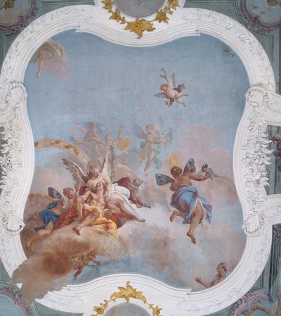 Mytologinen kohtaus horoskoopilla (fresko) tekijältä Italian School