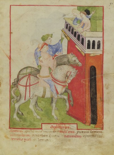 Nouv Acq Lat 1673 f.93 Ratsastus, Tacuinum Sanitatis, n. 1390-1400 tekijältä Italian School