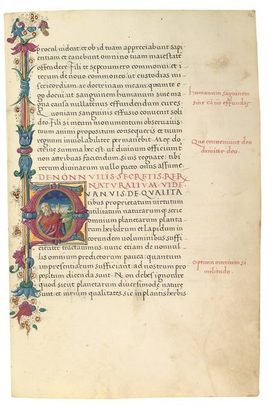 PSEUDO-ARISTOTLE, Secreta secretorum; "MARDOCHEUS IUDEUS", Epistola ad Alexandrum de cognitione veri dei; ADAM DE MONTALDO (k. n. 1450-1495), Divinitus prolata iudicia sive premonita; Quedam alia summatim posita iudicia, Rooma, n. 1490 (muste ja väri vellu tekijältä Italian School