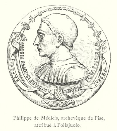 Philippe de Medici, archèveque de Pise, attribuutti Pollaiuololle (kaiverrus) tekijältä Italian School