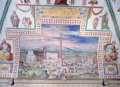 Piazza del Popolo, paavi Sixtus V:n vallan aikana tekijältä Italian School
