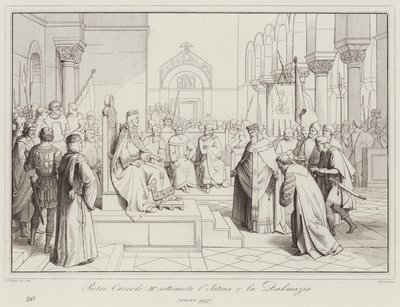 Pietro Orseolo II alistaa Istrian ja Dalmatian, 997 (kaiverrus) tekijältä Italian School
