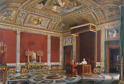 Pius IX Quirinalen paavin Audience Hallissa tekijältä Italian School