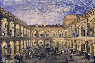 Poliittiset vangit Civita Castellanan linnakkeessa yöllä 21. kesäkuuta 1846 myönsivät armahduksen paavi Pius IX:n kruunauksesta (litho ja wc) tekijältä Italian School