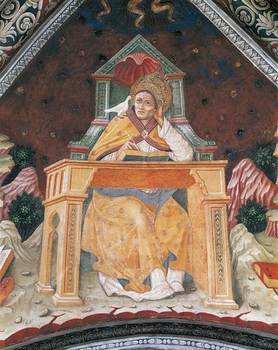 Paavi Gregorius I, Pyhän Margaretan Antiokian kappelissa, Santa Maria Assuntan pyhäkön holvissa (fresko) tekijältä Italian School