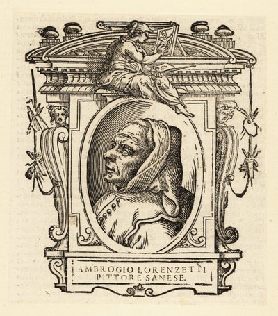Ambrogio Lorenzettin tai Ambruogio Lauratin muotokuva, italialainen sienalaisen koulukunnan taidemaalari, noin 1290-1348 tekijältä Italian School