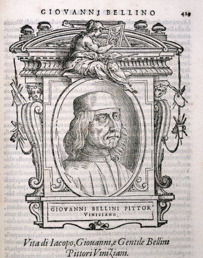 Giovanni Bellinin (n. 1431-1516) muotokuva teoksesta Vasaris Lives of the Artists, julkaistu ensimmäisen kerran 1550 tekijältä Italian School