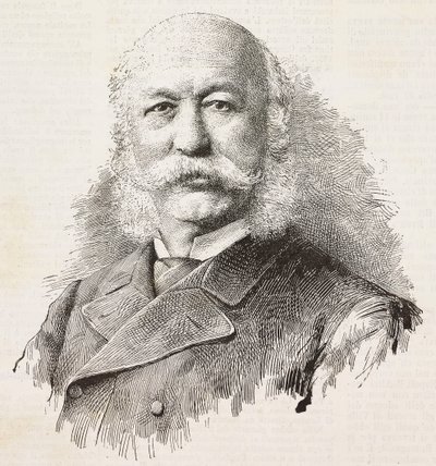 Girolamo Cantellin (1815-1884), italialaisen patriootin ja poliitikon muotokuva, kaiverrus Baronin ja Gardellin valokuvasta, L