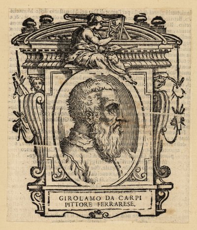 Girolamo Da Carpin muotokuva, italialainen taidemaalari ja sisustaja, joka työskenteli House of Esten hovissa Ferrarassa tekijältä Italian School