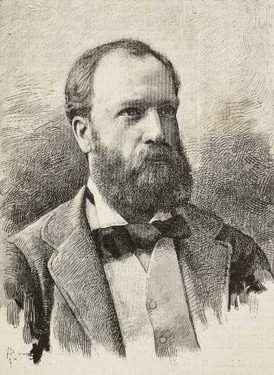 Muotokuva Karl Hillebrandista (1829-1884), saksalainen historioitsija, kaiverrus Riera Schembochen valokuvasta, L