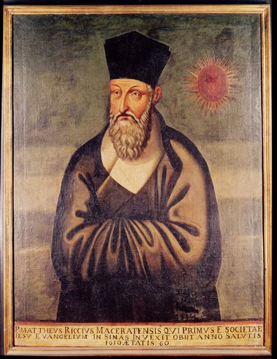 Matteo Riccin (1552-1610) muotokuva, italialainen lähetyssaarnaaja, jesuiittalähetystön perustaja Kiinassa (paneeli) tekijältä Italian School