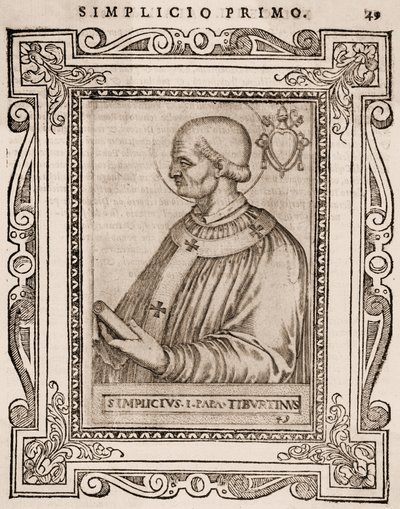 Paavi Simpliciuksen muotokuva, n. 1760 (kaiverrus) tekijältä Italian School