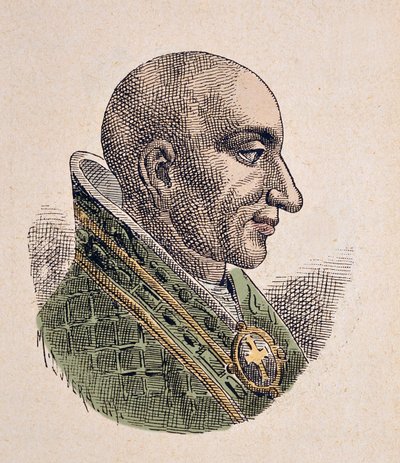 Antipaavi Christoforen muotokuva (ou Christophe, Christopher, Cristoforo, Christophorus) (903-904) tekijältä Italian School