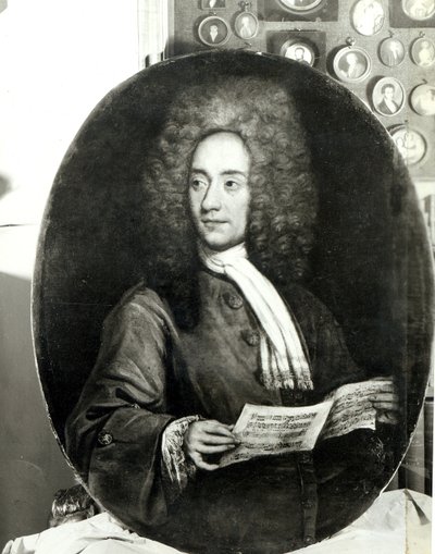 Muotokuva säveltäjä Tomaso Giovanni Albinonista (1671-1751), jolla on musiikkikappale tekijältä Italian School