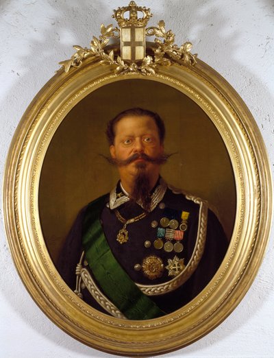 Muotokuva Italian kuninkaan Vittorio Emanuele II:sta (Victor Emmanuel) (Victor-Emmanuel) (1820-1870) Anonyymi maalaus. 1800-luvun yksityinen kokoelma - Italian kuninkaan Viktor Emanuel II:n (Vittorio Emanuele II) muotokuva (1820-1870). Anonyymi maalaus tekijältä Italian School