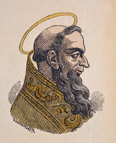 Paavi Celestine Ier (Celestine, Celestino tai Celestine I) muotokuva (422-432) tekijältä Italian School