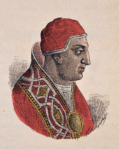 Paavi Gregoire II:n muotokuva (Gregorio tai Gregorius) (715-731) tekijältä Italian School