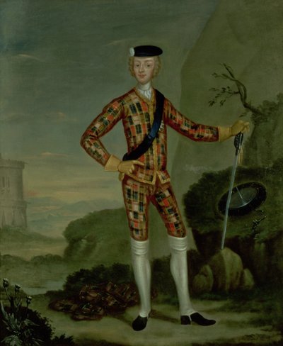 Prinssi Charles Edward (Bonnie Prince Charlie, 1720-88) Tartanissa tekijältä Italian School