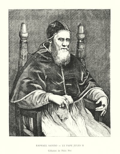 Raphael Sanzio, paavi Julius II, Pitti Palace Collection (kaiverrus) tekijältä Italian School