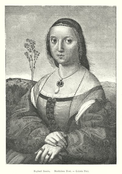 Raphael Sanzio, Maddalena Doni, Galerie Pitti (kaiverrus) tekijältä Italian School