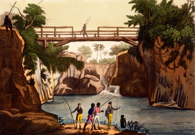Roccie-joki lähellä San Benedettoa, Isle of Madagascar, Giulio Ferrarion puvut ..., n. 1820-30-luvut tekijältä Italian School