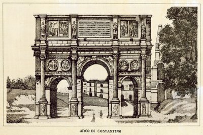 Rooma: Konstantinuksen kaari (litho) tekijältä Italian School