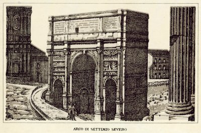Rooma: Septimius Severuksen kaari (litho) tekijältä Italian School