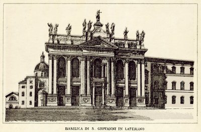 Rooma: Lateraanien Pyhän Johanneksen basilika (litho) tekijältä Italian School