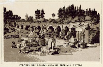Rooma: Palazzo Dei Cesari, Septimius Severuksen talo (litho) tekijältä Italian School