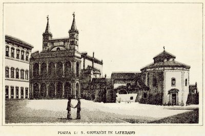 Rooma: Piazza Di S Giovanni Laterano (litho) tekijältä Italian School