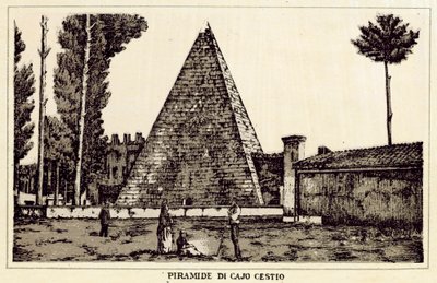 Rooma: Cajo Cestion pyramidi (litho) tekijältä Italian School