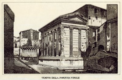 Rooma: Virile Fortunen temppeli (litho) tekijältä Italian School