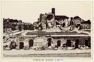 Rooma: Venuksen temppeli ja Rooma (litho) tekijältä Italian School