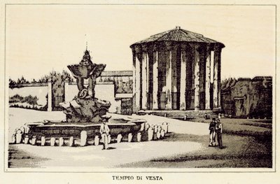 Rooma: Vestan temppeli (litho) tekijältä Italian School