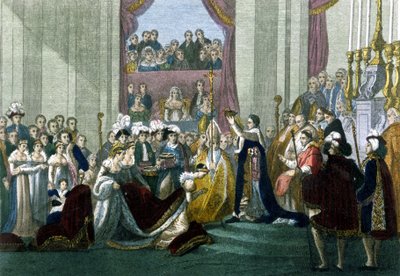 Pyhä keisari Napoleon I ja impress Josephinen kruunaus Neitsyt Mariassa 2. joulukuuta tekijältä Italian School