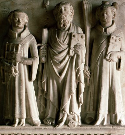 Saint Paul, Saint Laurent ja Saint Etienne Basin reliefi Campionen koulusta. Castelsepriosta Italiasta. 1300-luvun Milano, museo d