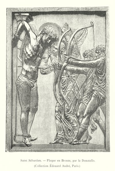 Saint Sebastien, pronssilaatta, Donatello, kokoelma Edouard Andre, Pariisi (kaiverrus) tekijältä Italian School