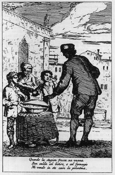 Polenta-myyjä Venetsian kaduilla (Venezia) 1700-luvulla. tekijältä Italian School
