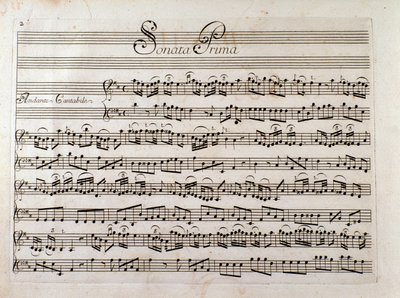 Nuotit sivu kappaleeseen "Sonaatti viululle ja bassolle jatkuu", kirjoittanut Giuseppe Tartini tekijältä Italian School